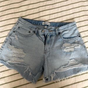 Abercrombie & Fitch Light Blue Distressed Denim Shorts